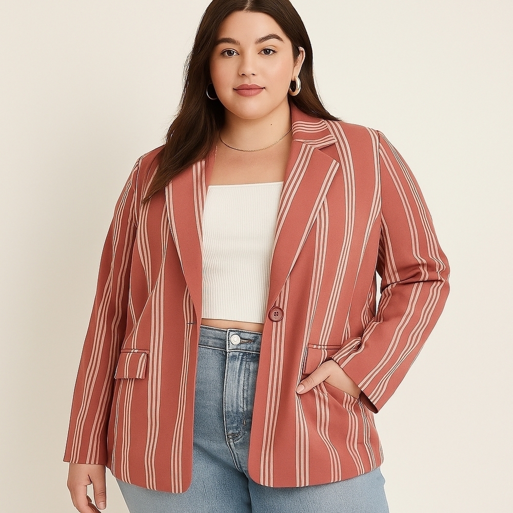 Torrid Rose Pink 3/4 Sleeve Blazer Size 3X Plus (3) NWT